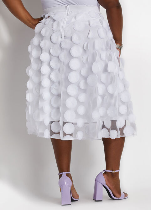 Dot Mesh A Line Midi Skirt, White image number 1