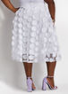 Dot Mesh A Line Midi Skirt, White image number 1