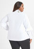 Ruffle Sleeve Cotton Blend Shirt, White image number 1