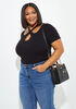 Ribbed Crisscross Top, Black image number 0