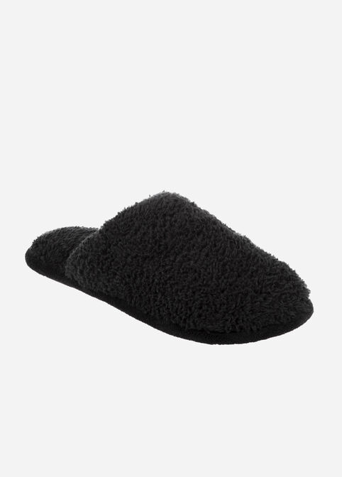 Isotoner Fuzzy Clog Slippers, Black image number 0