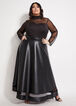 Dot Mesh & Faux Leather Dress, Black image number 0