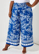 Tropical Print Wide Leg Pants, Lapis Blue image number 0