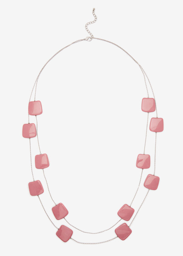 Pink Disc 2 Row Illusion Necklace, Foxglove image number 0