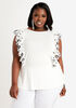 Eyelet Trimmed Peplum Top, White image number 0