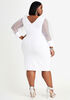 White Bow Organza Sleeve Dress, White image number 1