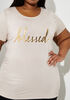 Metallic Blessed Graphic Tee, Tan image number 2