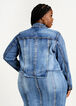 Asymmetric Crop Denim Jacket, Classic Blue image number 1