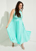 Belted Pleated Satin Maxi Dress, Ice Green image number 3