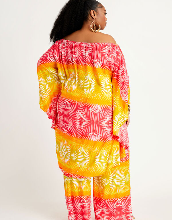 Palm Print Ombre Poncho Blouse, Multi image number 1