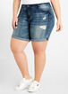 Distressed Cuffed Denim Shorts, Medium Blue image number 0