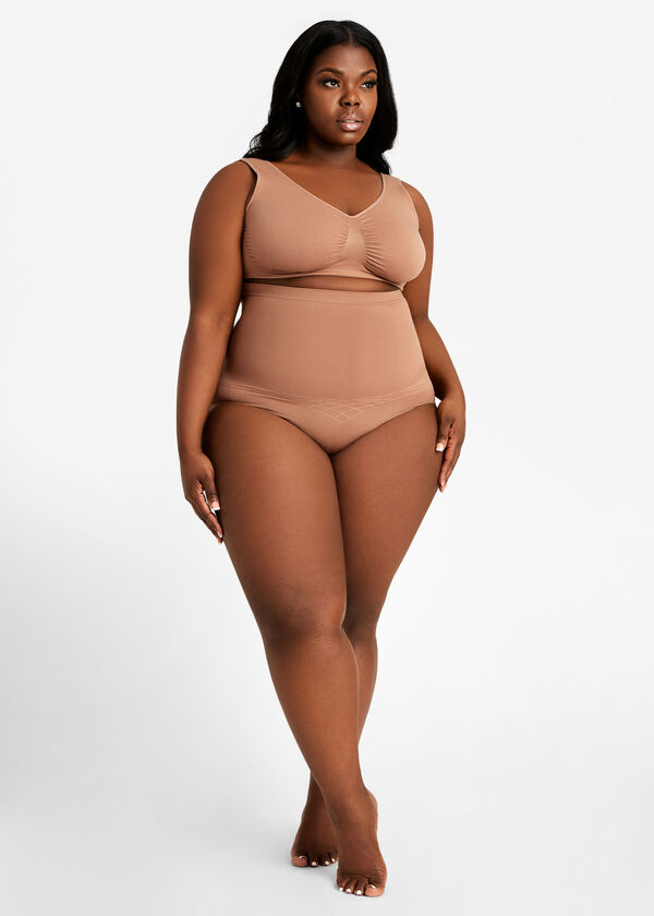 Seamless High Waist Shaping Brief, Mocha image number 2