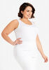 Sleeveless Ruched Side Tank Top, White image number 0