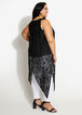 Lace Slit Accent Duster Top, Black image number 1