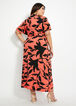 Coral Floral Knit Wrap Maxi Dress, Coral image number 1