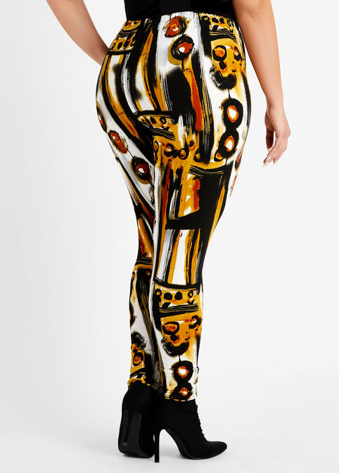 Abstract High Waist Leggings, Nugget Gold image number 1