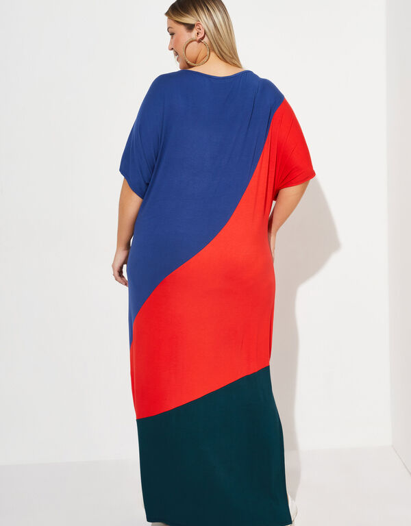 Colorblock Maxi Shirtdress, Royal Blue image number 1