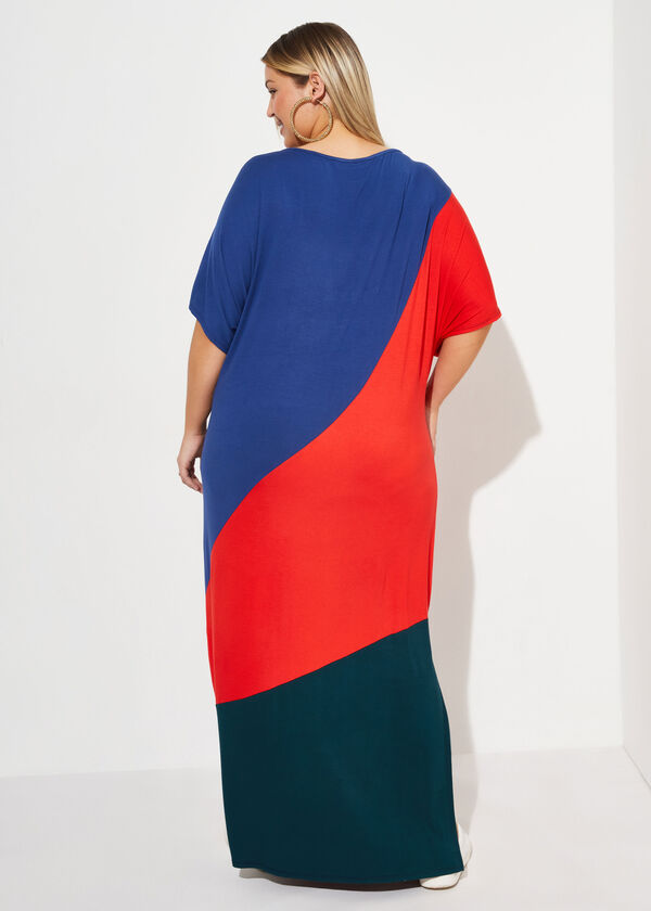 Colorblock Maxi Shirtdress, Royal Blue image number 1