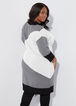 Colorblock Intarsia Sweater Dress, Black White image number 1