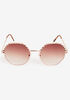 Gold Metal Round Sunglasses, Gold image number 0