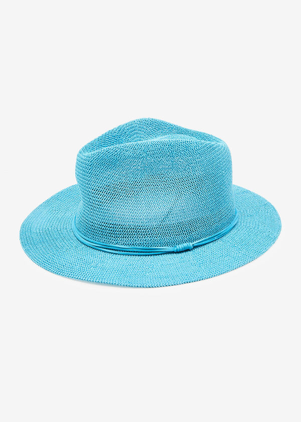 Embellished Straw Panama Hat, BlueBird image number 1
