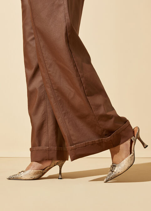 Coated Wide Leg Jeans, Bombay Brown image number 3