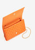 Quilted Faux Leather Shoulder Bag, SPICY ORANGE image number 2