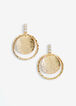 Gold Pave Bar Disc Drop Earrings, Gold image number 0