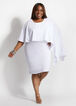 Asymmetric Cape Sheath Dress, White image number 0