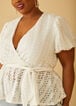 Textured Knit Faux Wrap Top, White image number 2