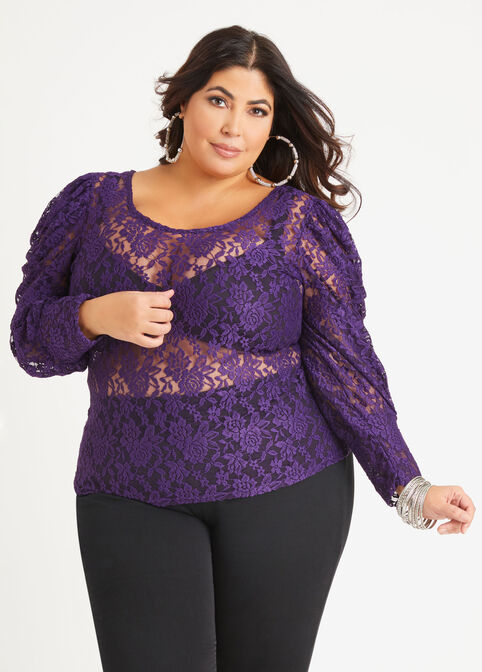 Plus Size Lace Tops Plus Size Sleeve Tops Plus Size Sheer Top image number 0