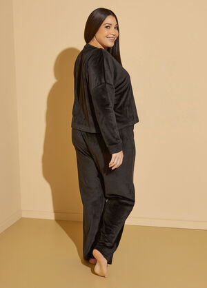 Bebe Velour Pajama Set, Black image number 1