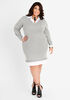 Poplin Trimmed Sweater Dress, Heather Grey image number 0
