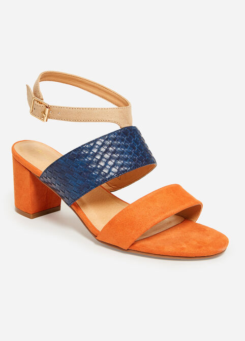 Colorblock Wide Width Sandals, Orange image number 0