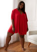 Cozy Lounge Rib Knit Biker Short, Bright Red image number 0