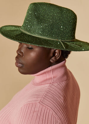 Sequin Embellished Panama Hat, Olive image number 0