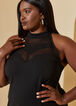 High Collar Paneled Bodycon Dress, Black image number 2