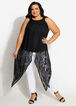 Lace Slit Accent Duster Top, Black image number 0