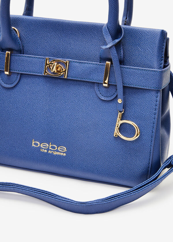 Bebe Evie Faux Leather Satchel, Blue image number 2