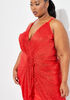 Sequined Draped Midi Dress, Red image number 2