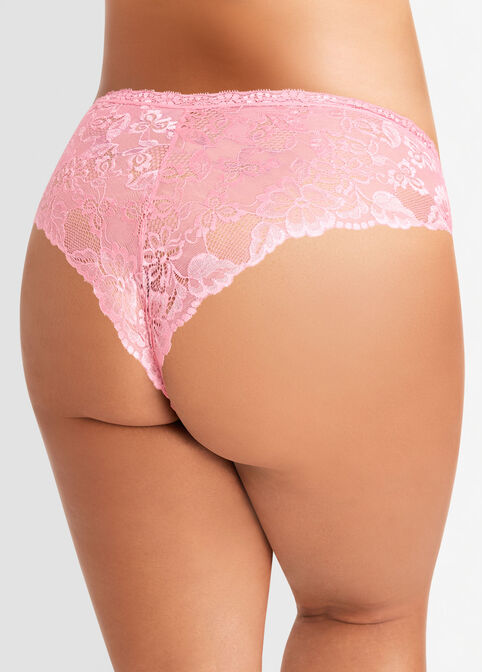 Rhinestone Lace Cheeky Brief, Pink image number 1