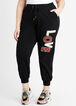 Pearl Sequin Love Graphic Joggers, Black image number 0