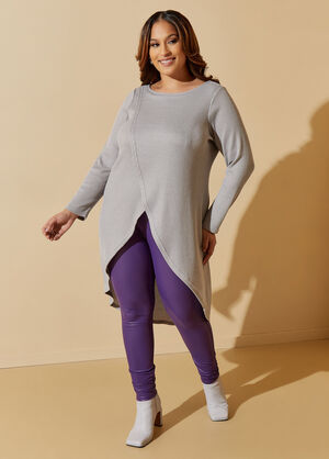 Ribbed Crossover Sweater, Alloy image number 0