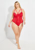 Lace And Mesh Bodysuit, Red image number 0
