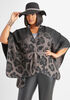 Belted Faux Leather Trimmed Poncho, Brown Animal image number 0