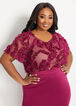 Floral Mesh Short Sleeve Boxy Top, Raspberry Radiance image number 3