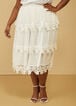 Appliqued Tiered Tulle Midi Skirt, White image number 2