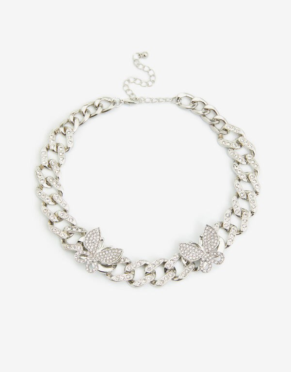 Butterfly Chain Link Anklet, Silver image number 1