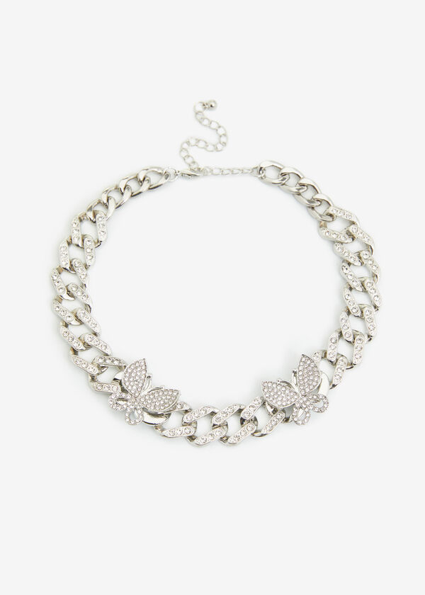 Butterfly Chain Link Anklet, Silver image number 1