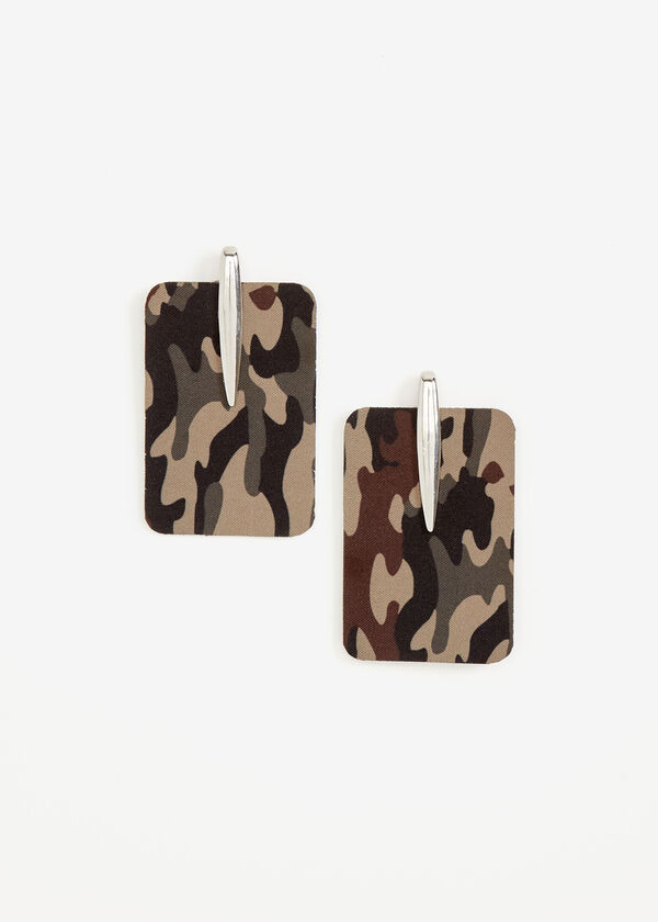 Camo Print Earrings, Olive image number 0